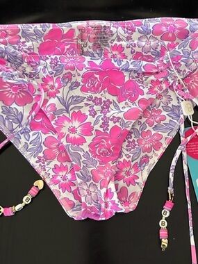Beach Bunny Pink and Lavender Floral Bikini Bottom NWT